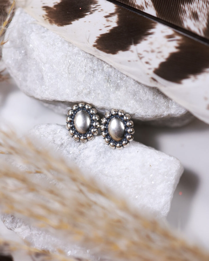 Sterling Silver Button Earrings