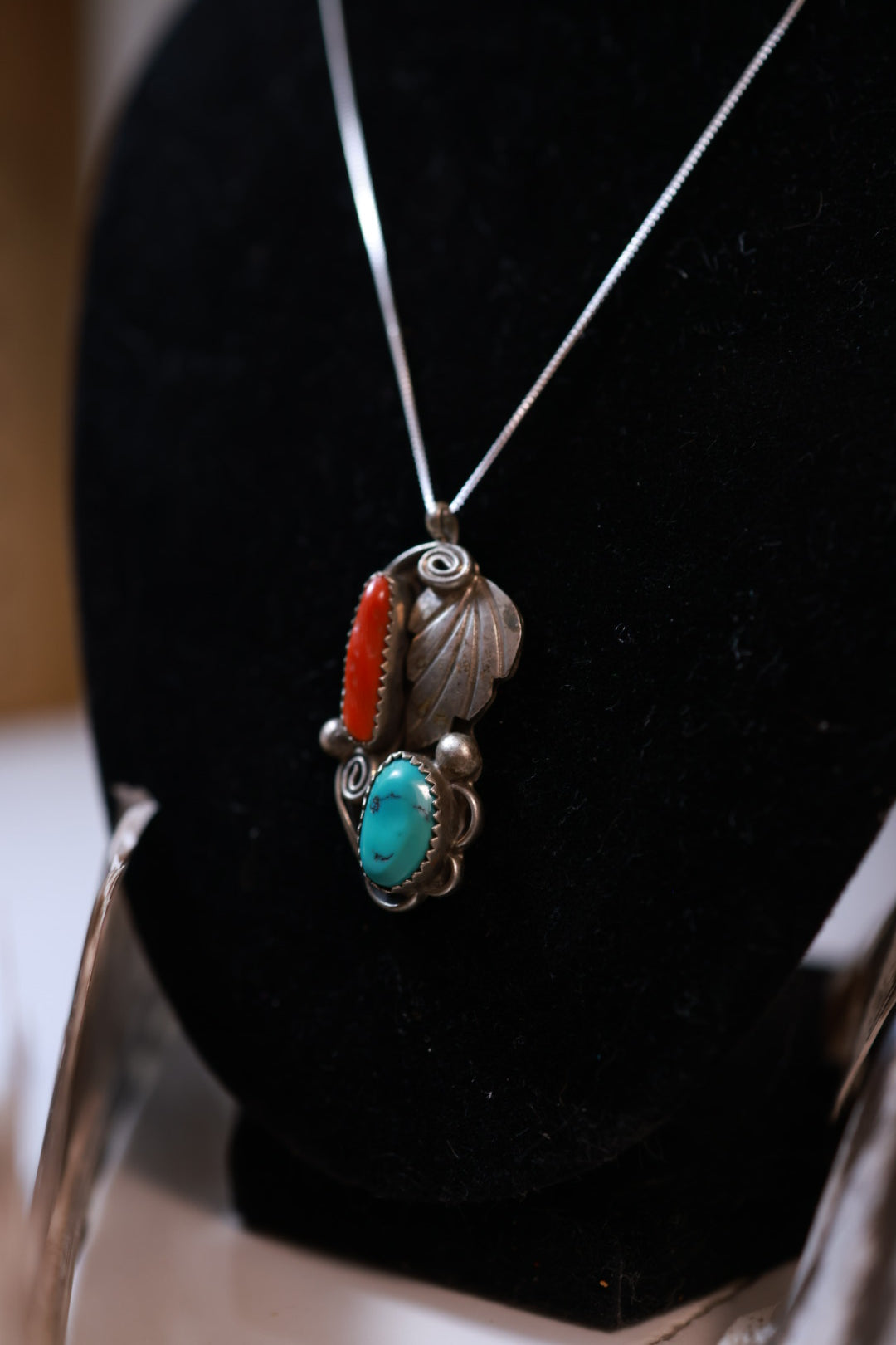 Turquoise & Coral Pendant