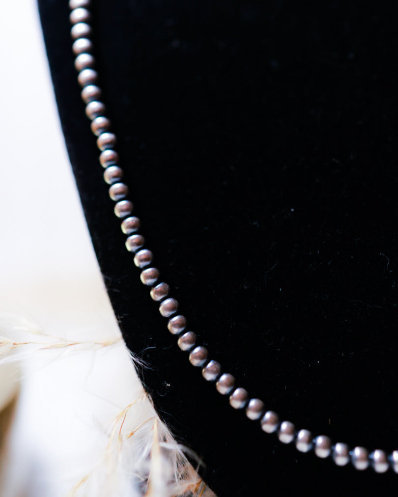 Navajo Pearl Necklace - 3MM 22” - Smokin' Blues Turquoise