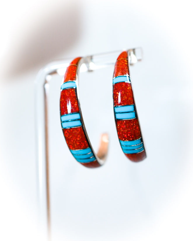 Turquoise & Opal Hoops
