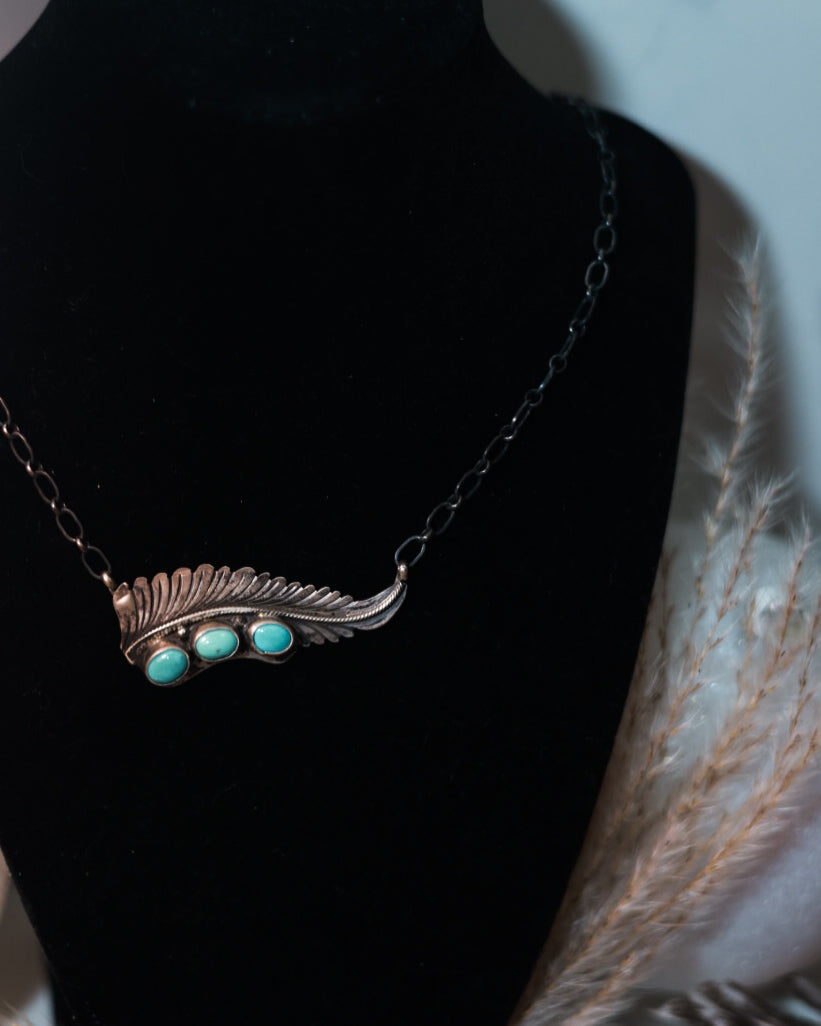 Turquoise Feather Necklace