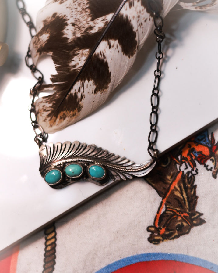 Turquoise Feather Necklace
