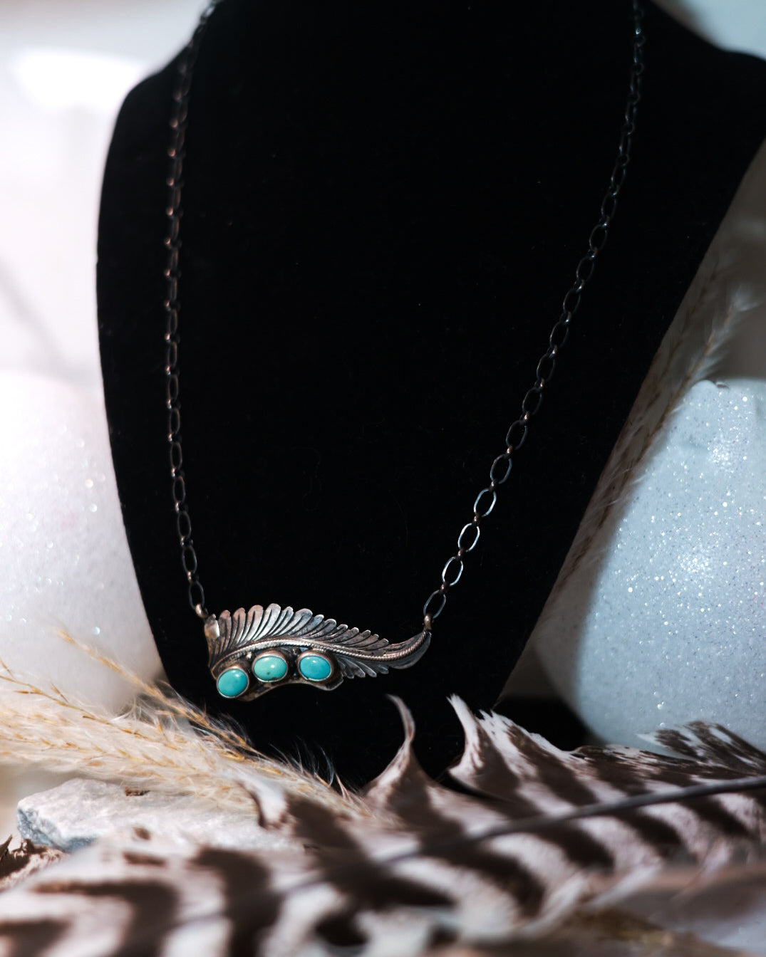 Turquoise Feather Necklace
