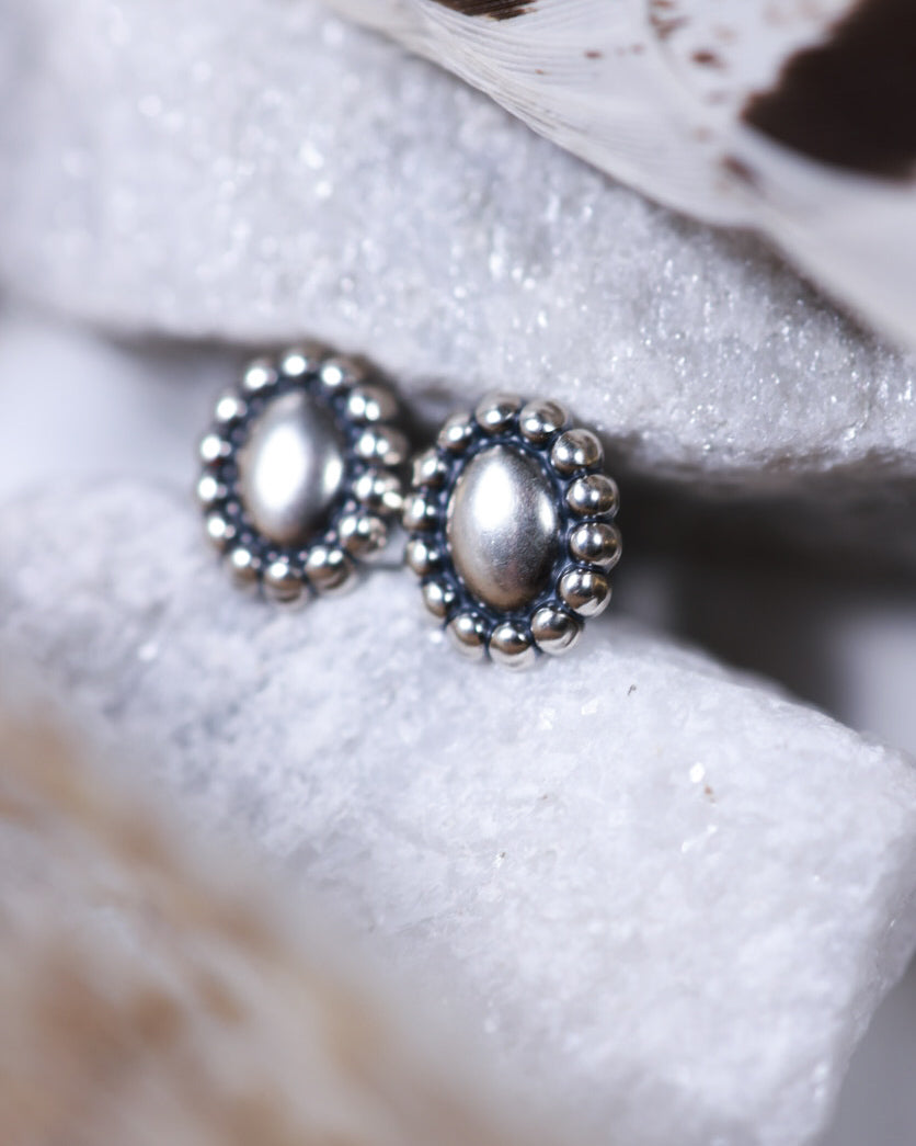 Sterling Silver Button Earrings