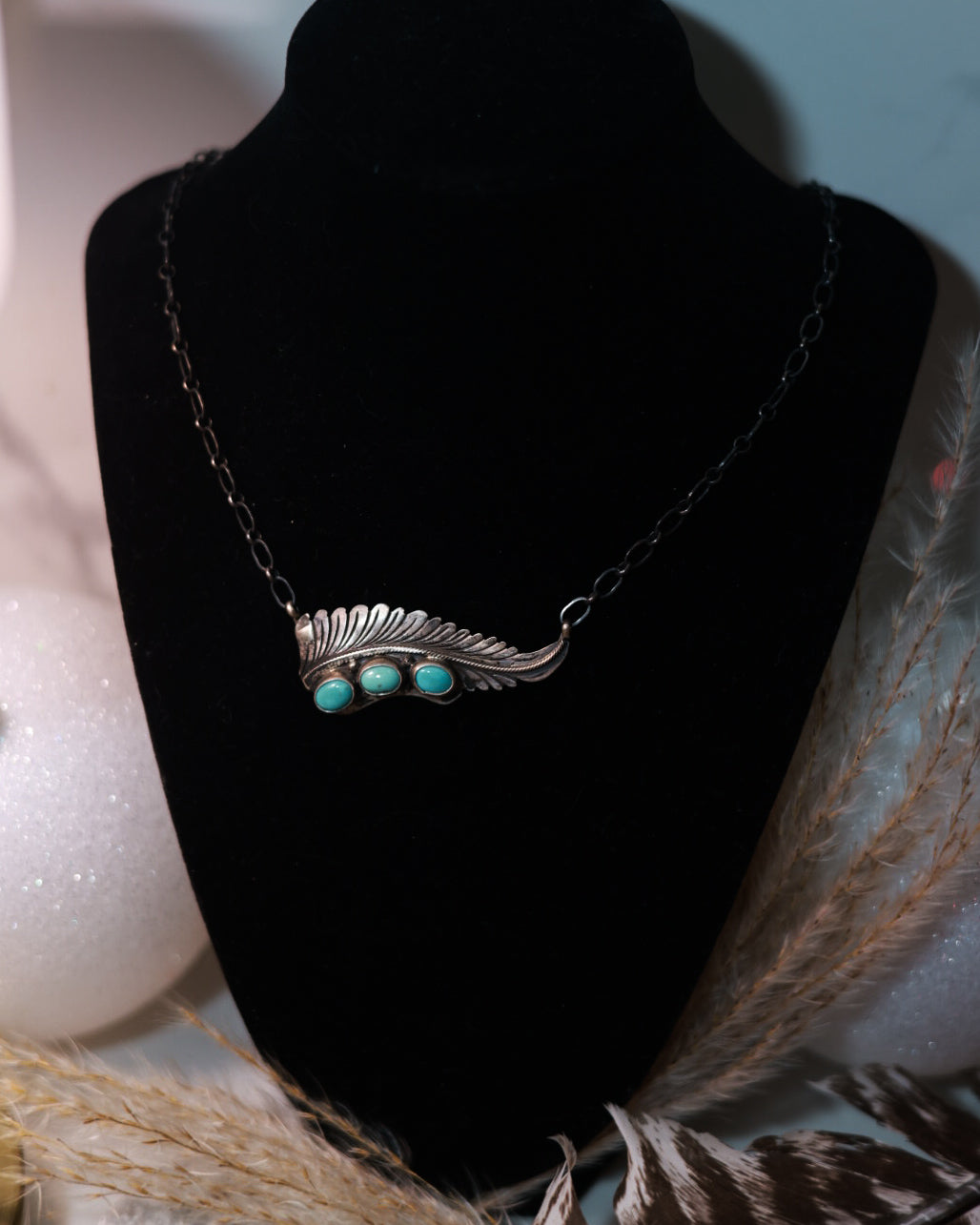 Turquoise Feather Necklace