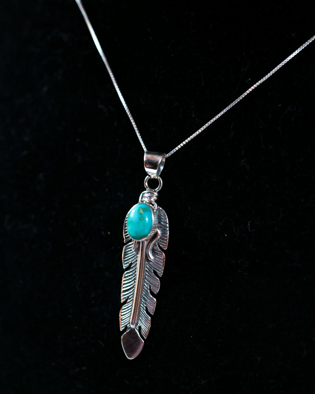 Turquoise Feather Necklace