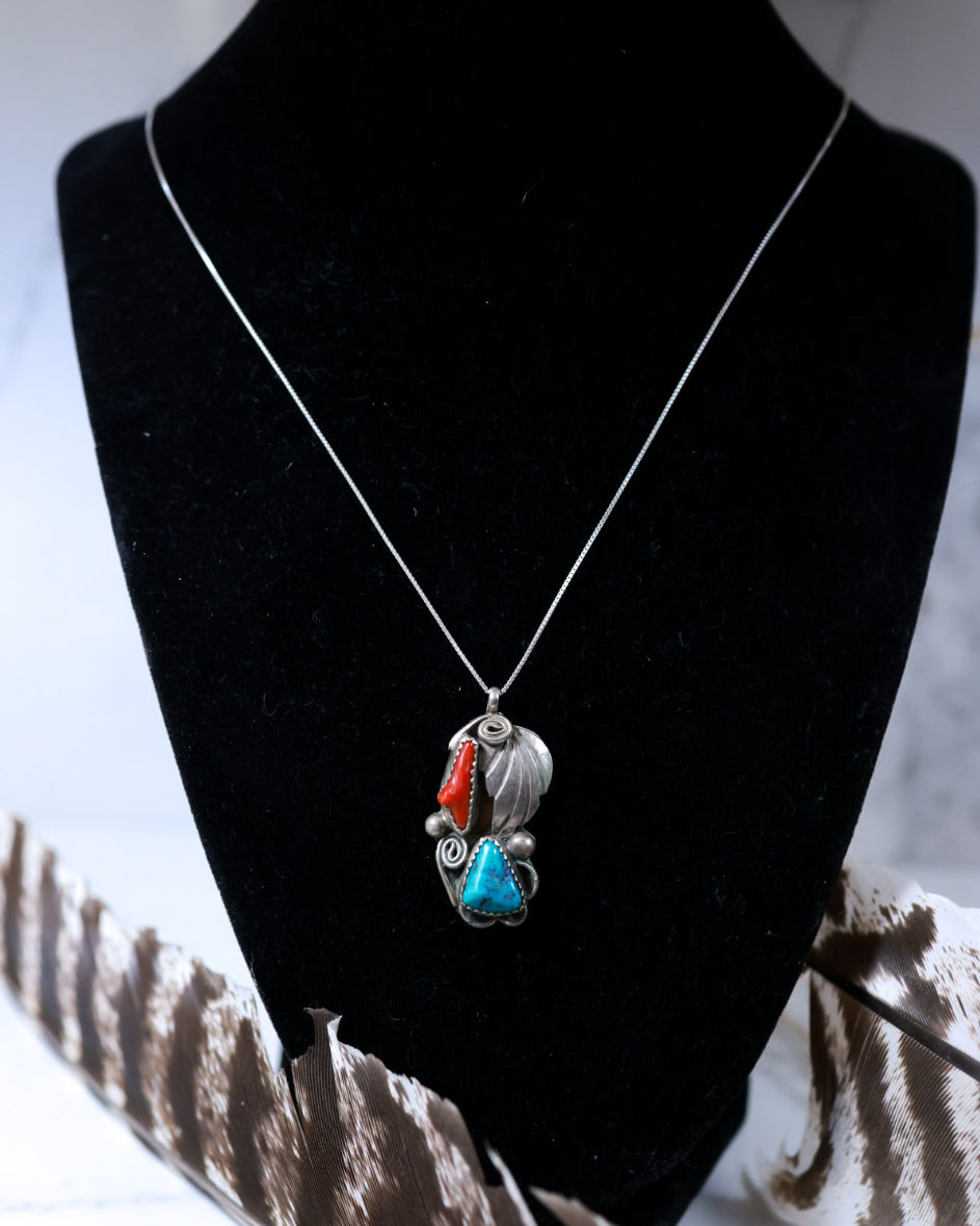 Turquoise & Coral Pendant