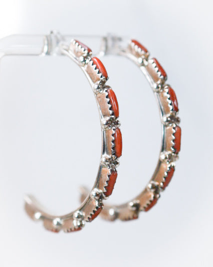 Coral Hoop Earrings