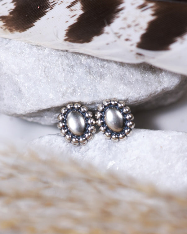 Sterling Silver Button Earrings