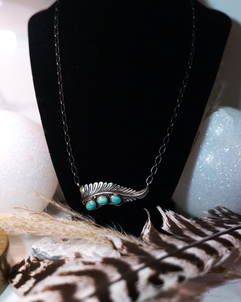 Turquoise Feather Necklace