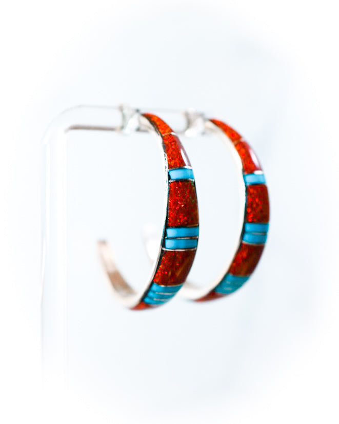 Turquoise & Opal Hoops