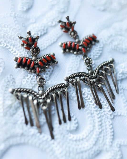 Coral Fringe Earrings