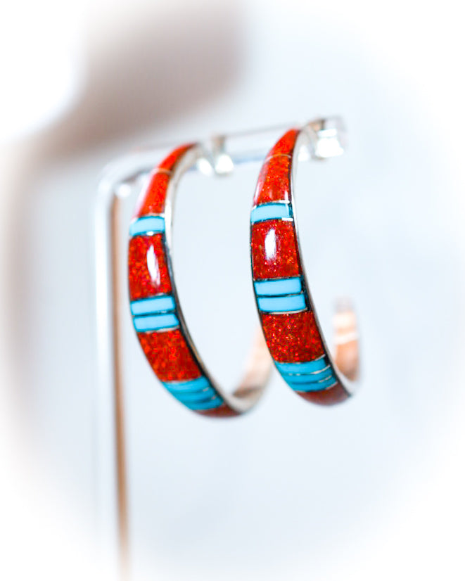 Turquoise & Opal Hoops