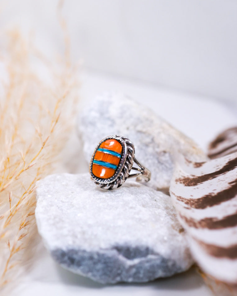 Spiny Oyster Ring | Size 6 - Smokin' Blues Turquoise