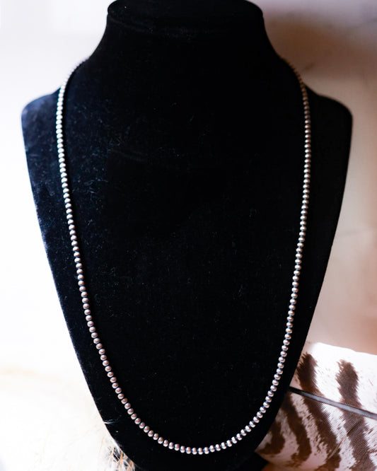 Navajo Pearl Necklace - 3MM 22” - Smokin' Blues Turquoise