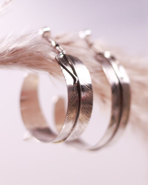 Sterling Feather Hoops