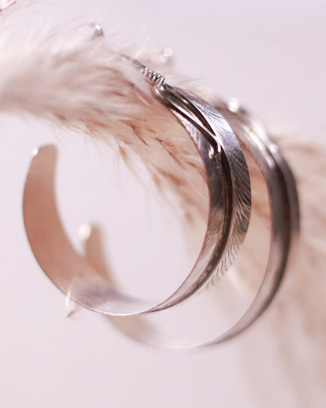 Sterling Feather Hoops