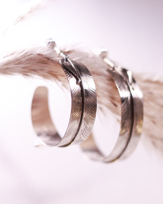 Sterling Feather Hoops