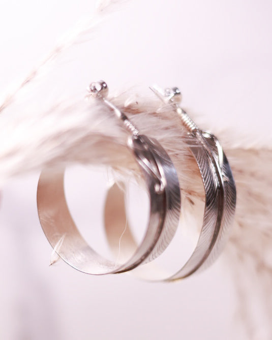 Sterling Feather Hoops