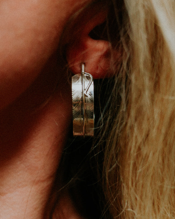 Sterling Feather Hoops