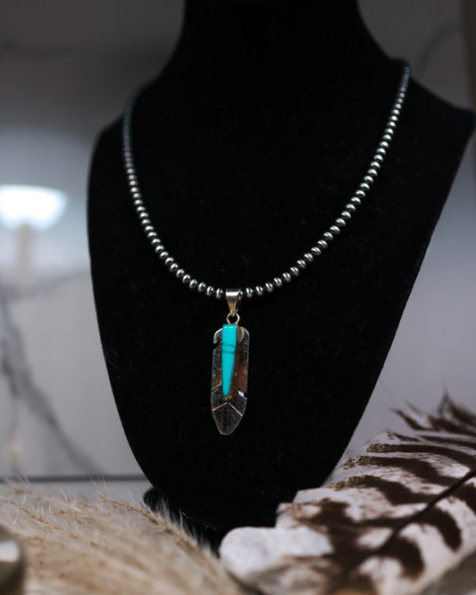 Turquoise Feather Pendant