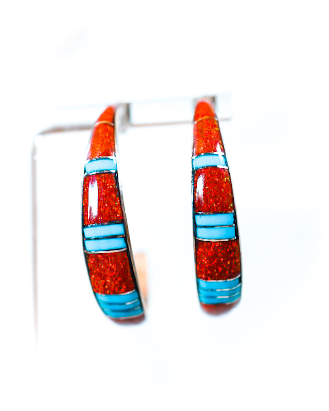 Turquoise & Opal Hoops