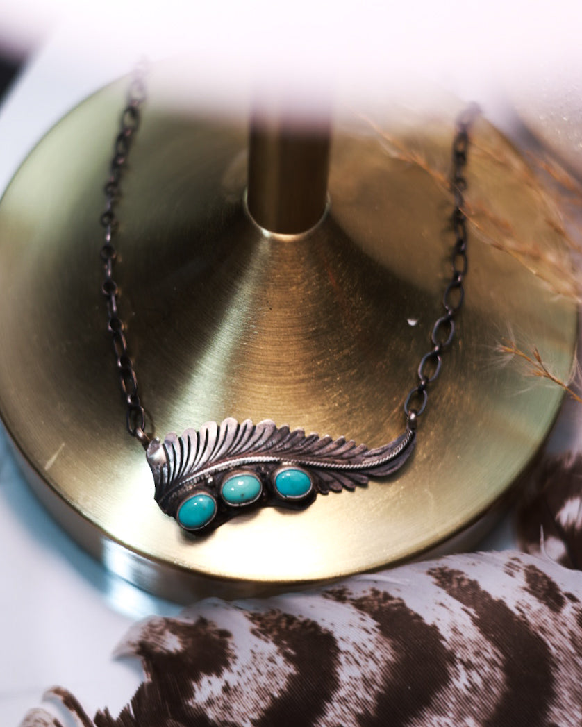 Turquoise Feather Necklace