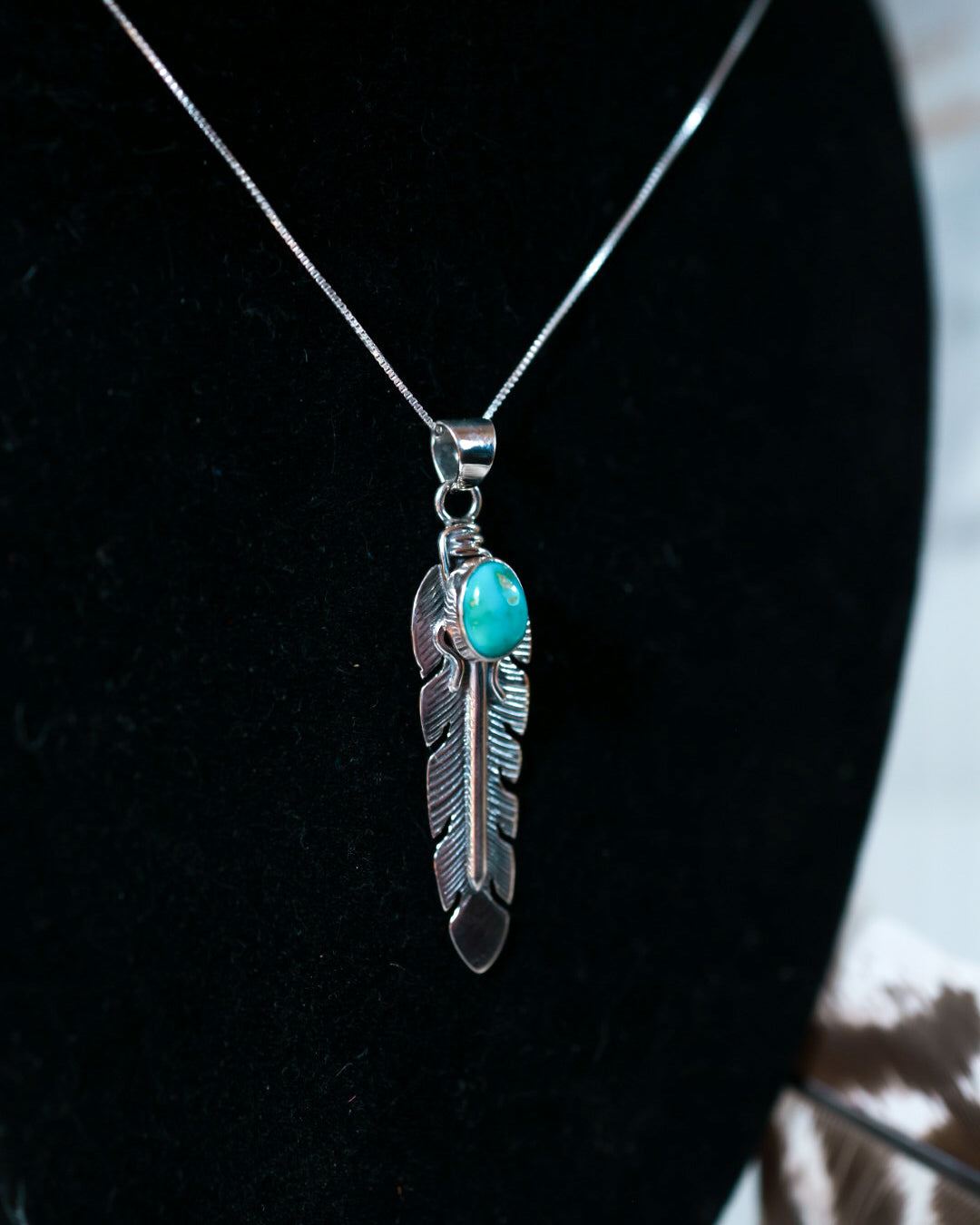 Turquoise Feather Necklace