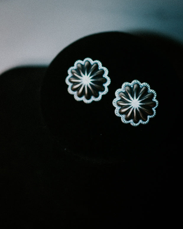 Sterling Silver Concho Earrings