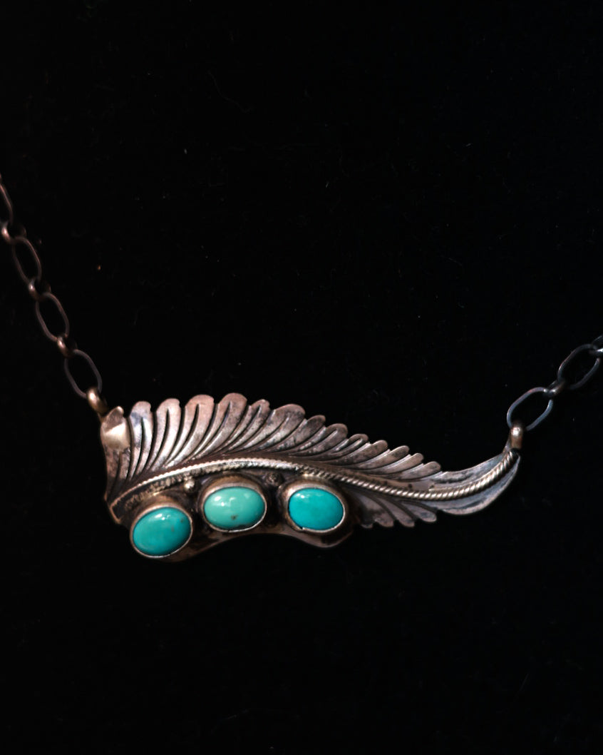 Turquoise Feather Necklace
