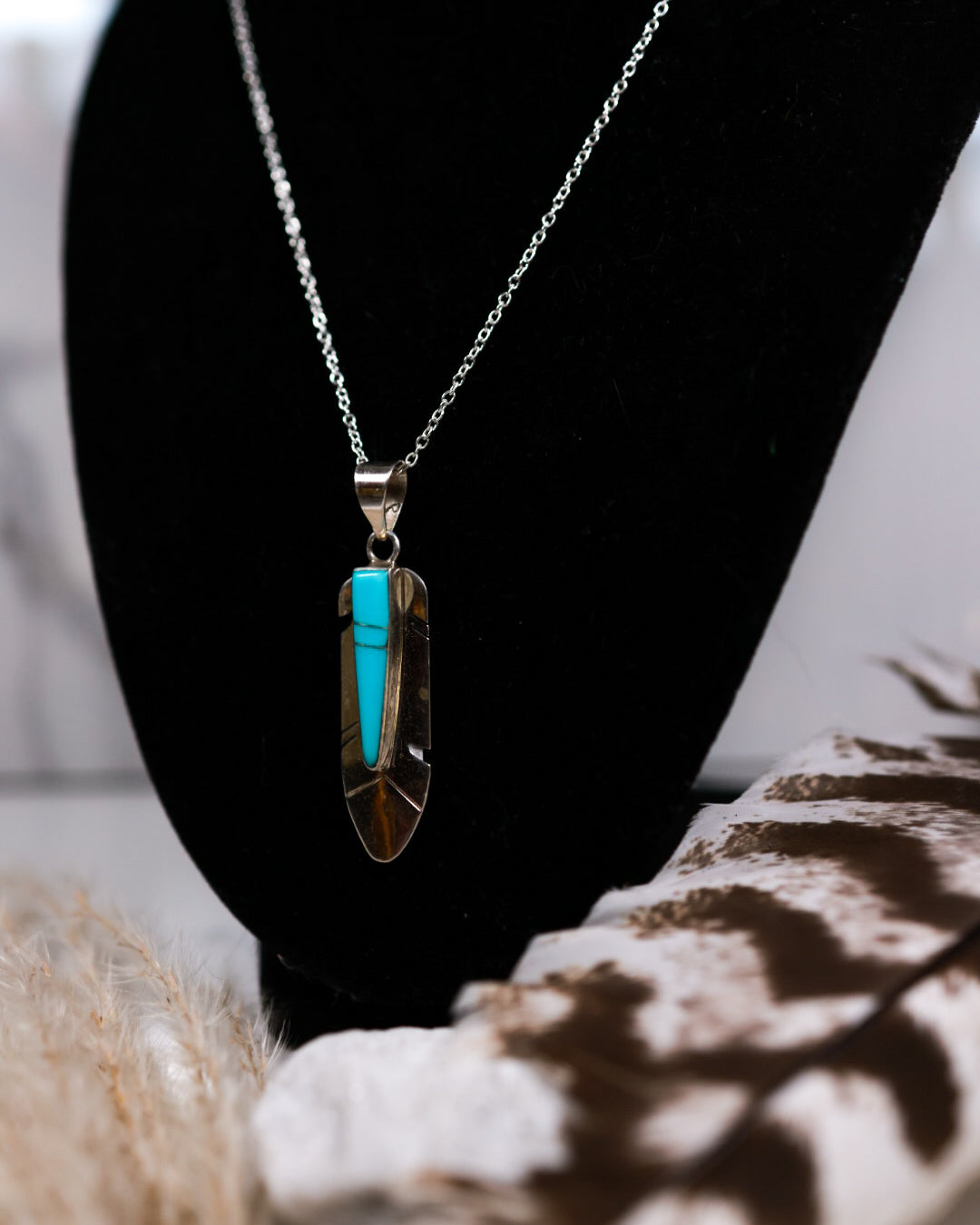 Turquoise Feather Pendant