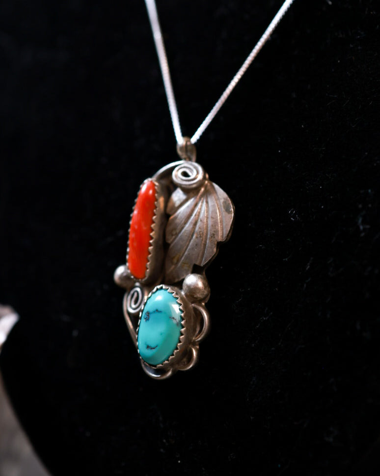 Turquoise & Coral Pendant