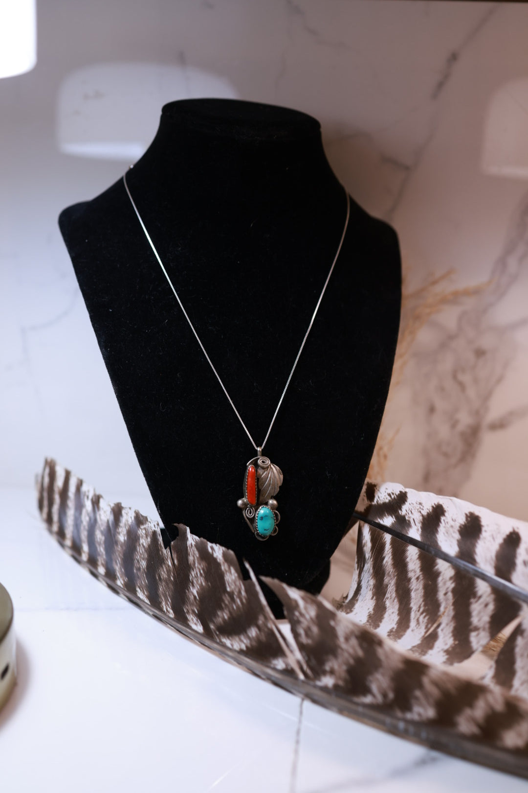 Turquoise & Coral Pendant