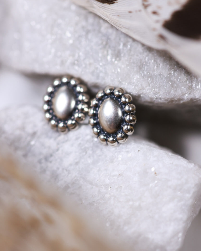 Sterling Silver Button Earrings