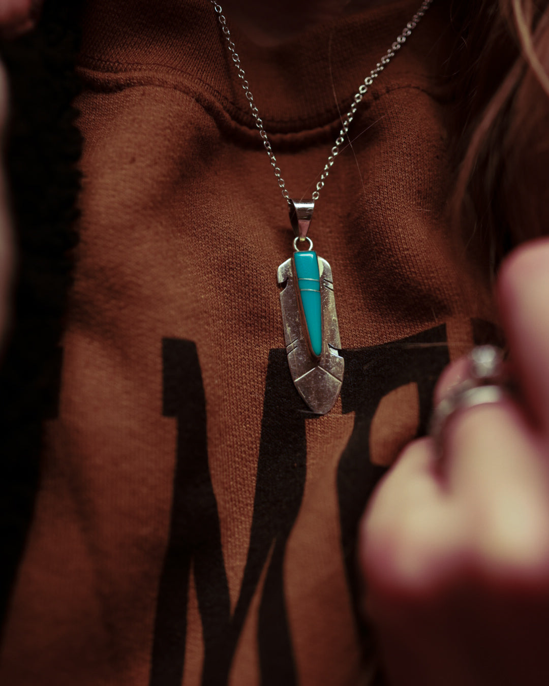 Turquoise Feather Pendant
