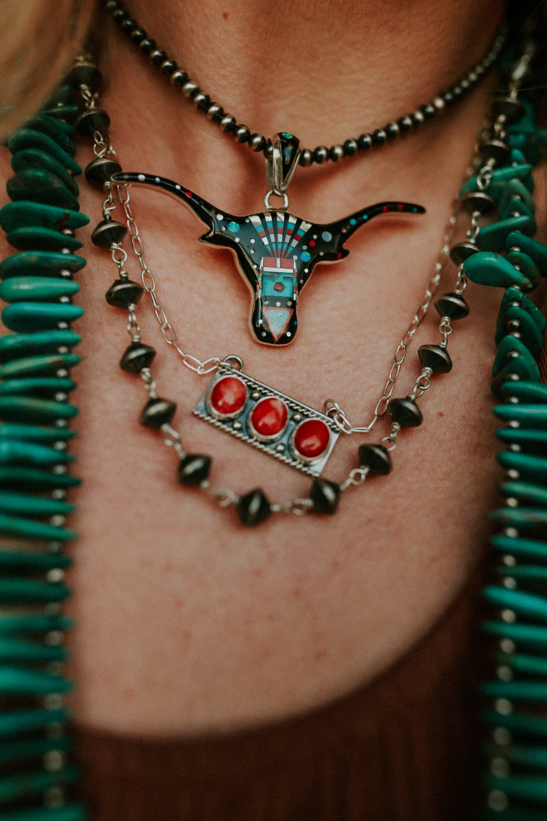 Zuni Longhorn Pendant