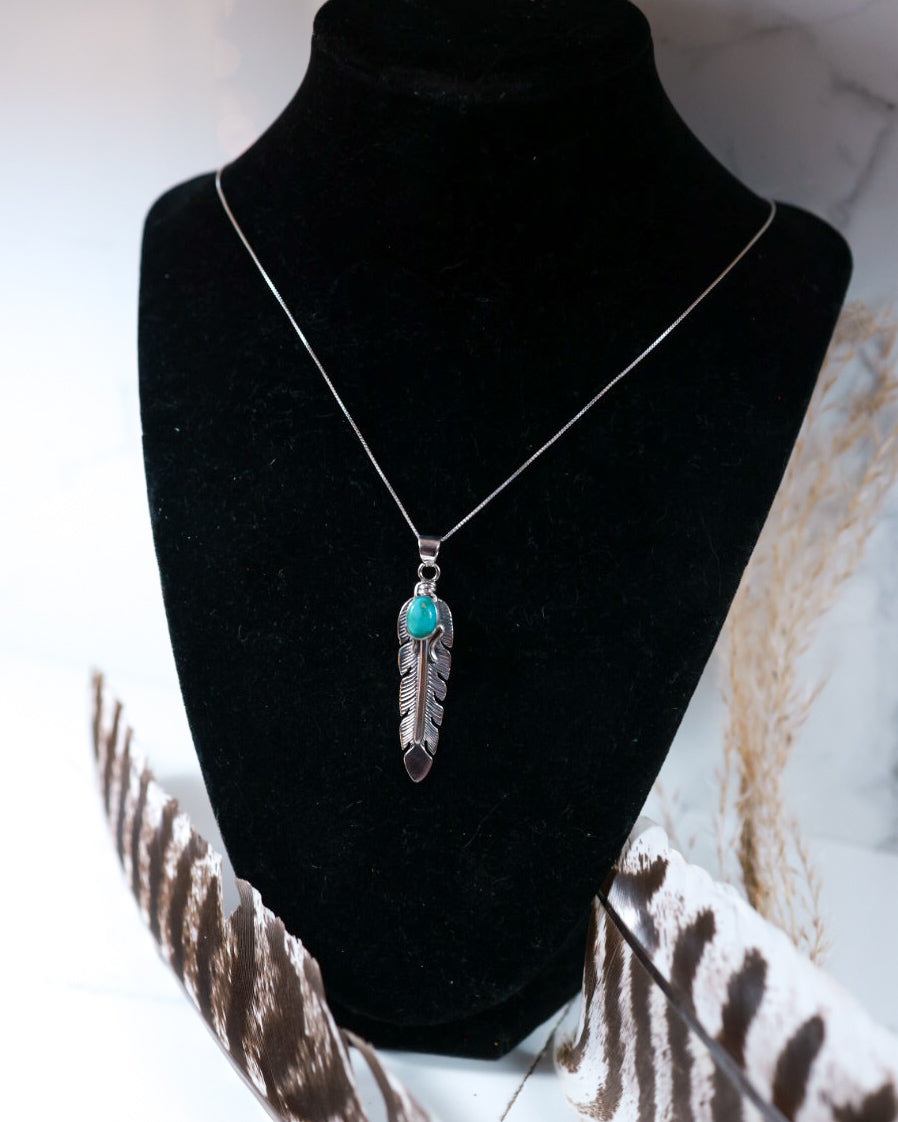 Turquoise Feather Necklace