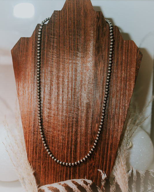 Navajo Pearl Necklace - 24” 5MM - Smokin' Blues Turquoise