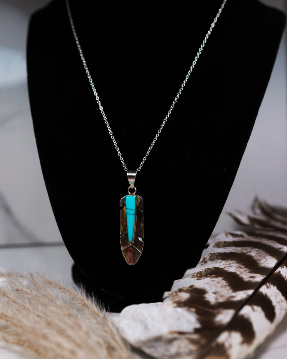Turquoise Feather Pendant