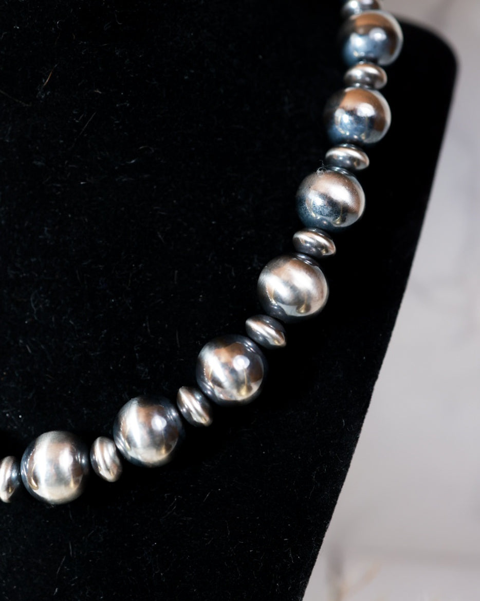 Navajo Pearl Necklace - 14MM 18” - Smokin' Blues Turquoise