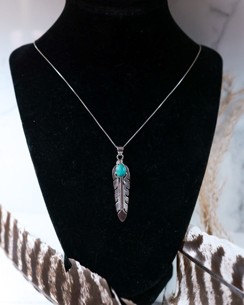 Turquoise Feather Necklace