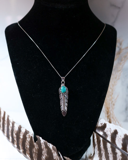Turquoise Feather Necklace