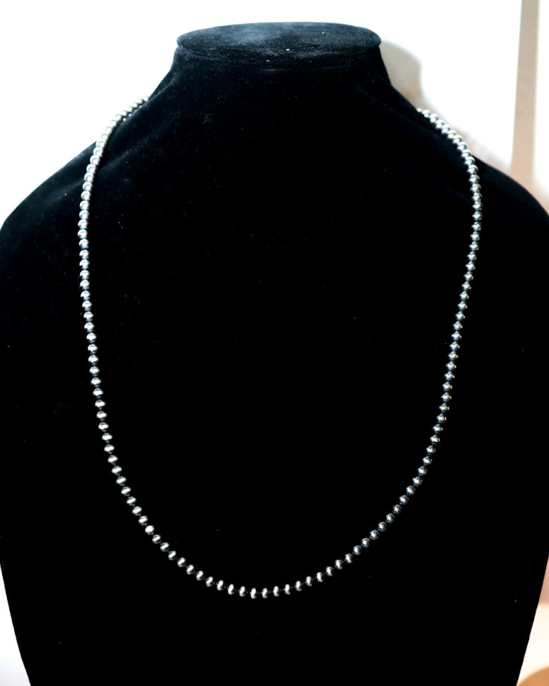 Navajo Pearl Necklace - 5MM 28” - Smokin' Blues Turquoise