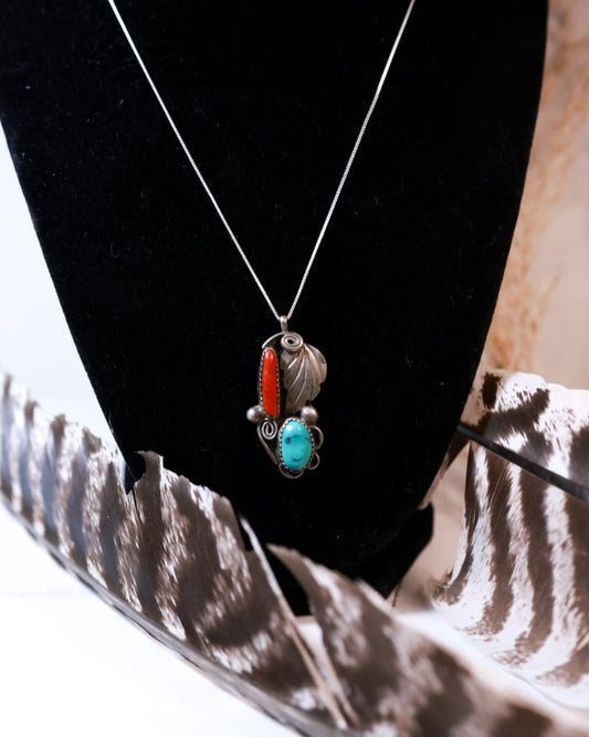 Turquoise & Coral Pendant