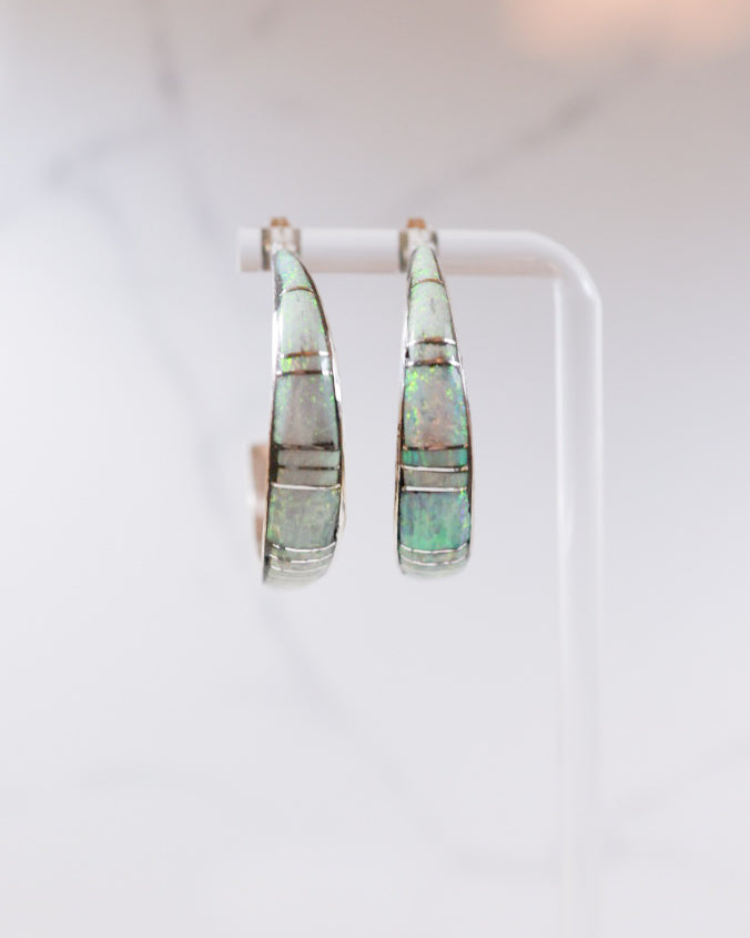 Opal Hoop Earrings - Smokin' Blues Turquoise