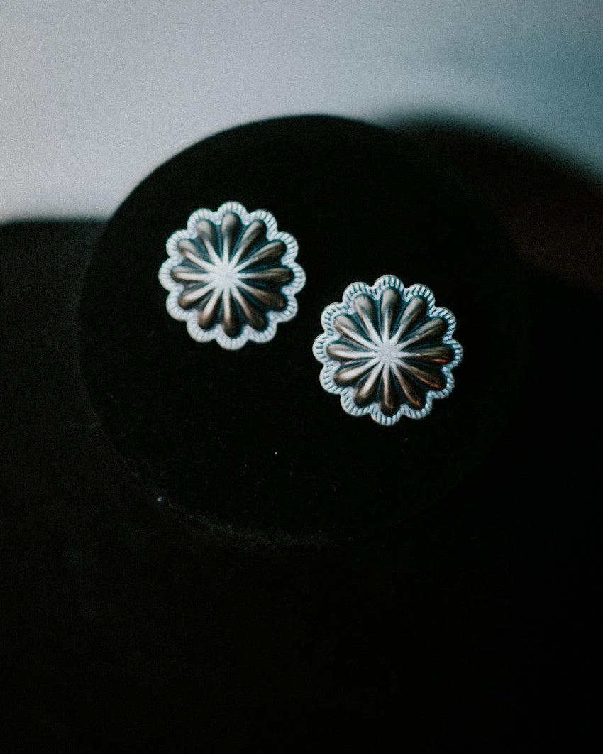 Sterling Silver Concho Earrings
