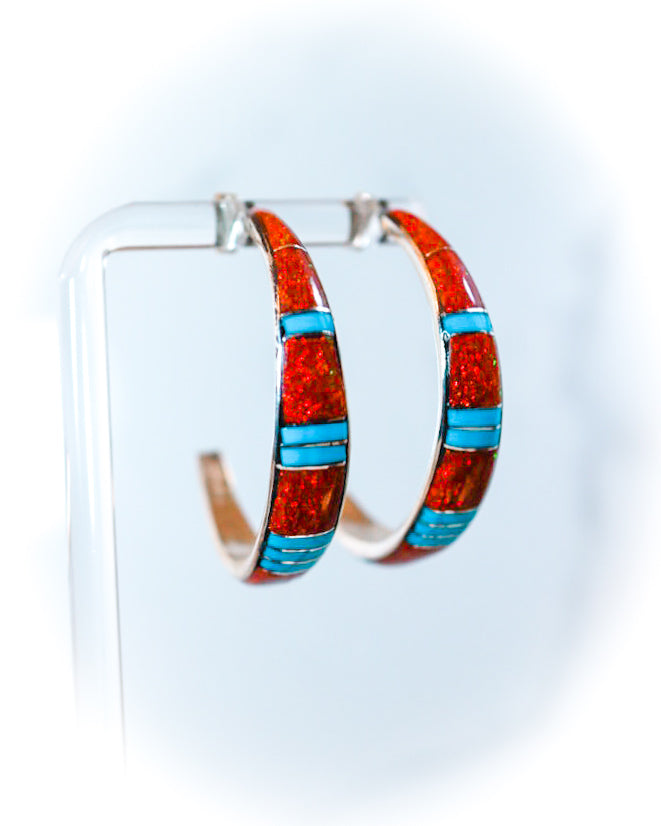 Turquoise & Opal Hoops