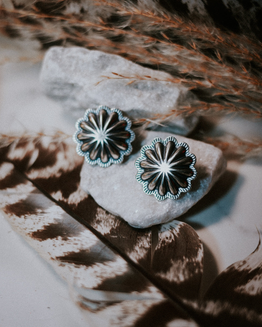 Sterling Silver Concho Earrings