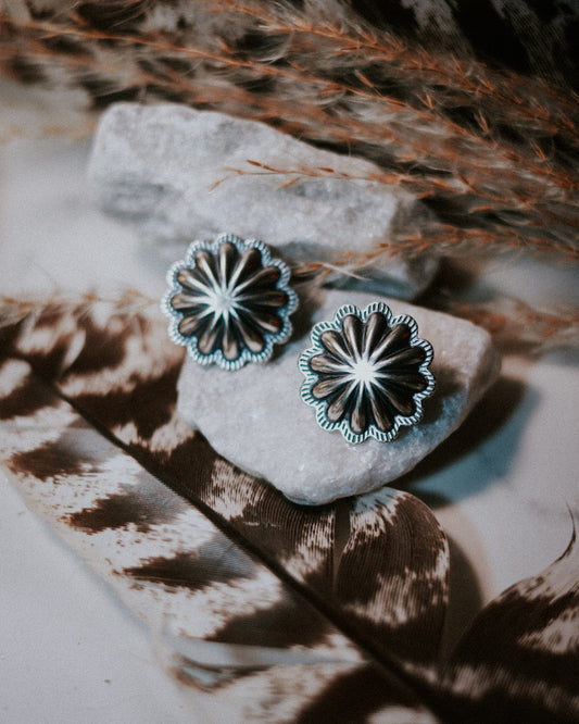 Sterling Silver Concho Earrings