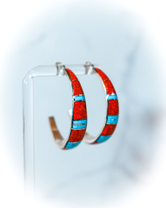 Turquoise & Opal Hoops